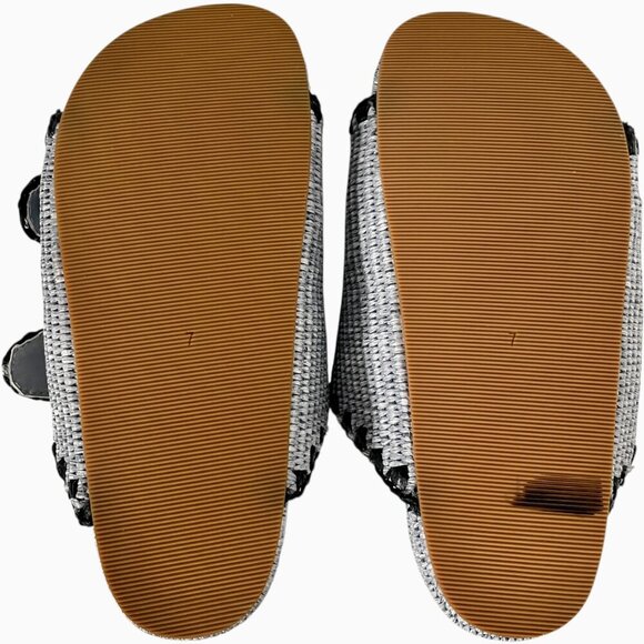 Loeffler Randall Theo Sandal 7 Blue Black Raffia Woven Platform Slide - Picture 10 of 12